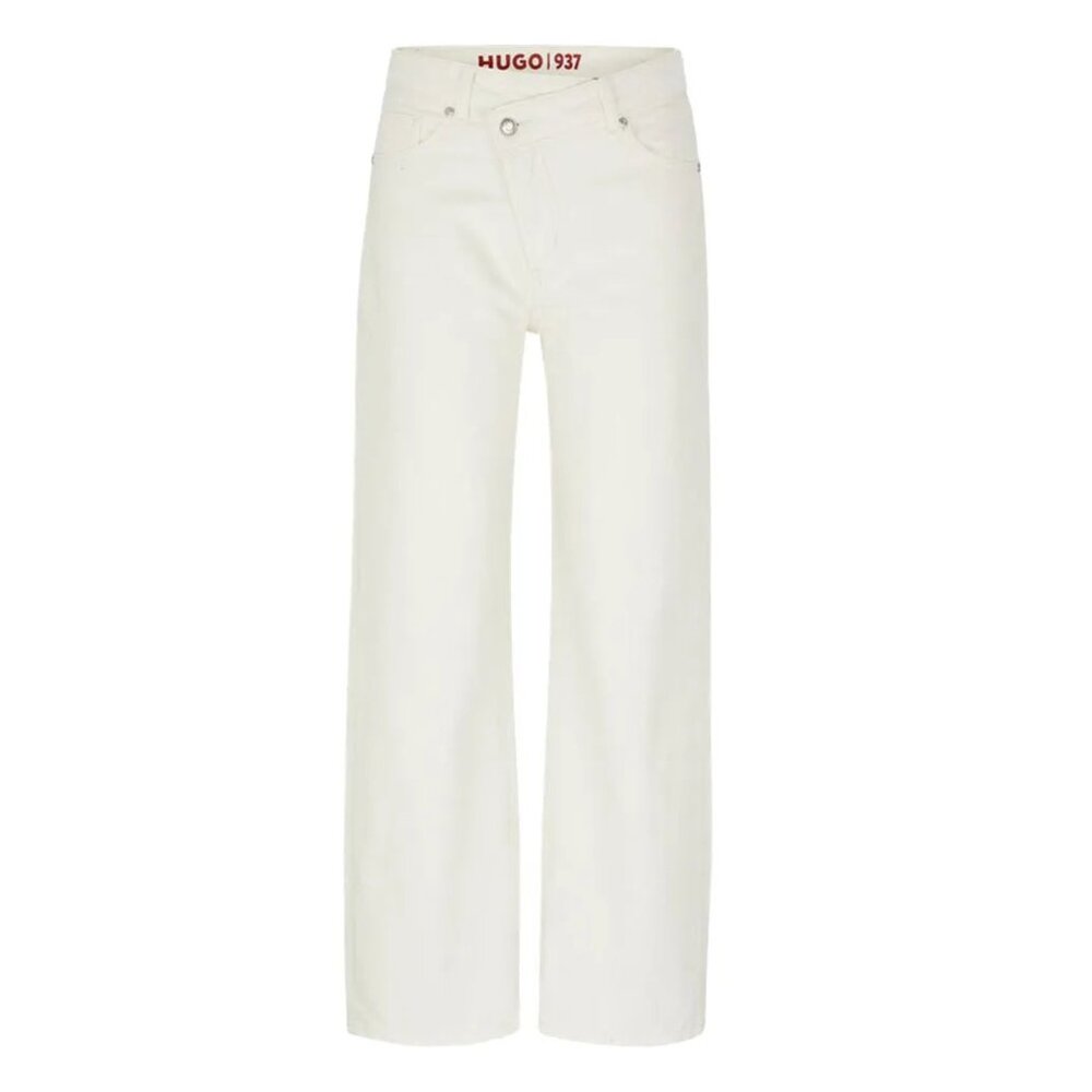 HUGO High-Rise Wide-Leg Jeans in Off-White